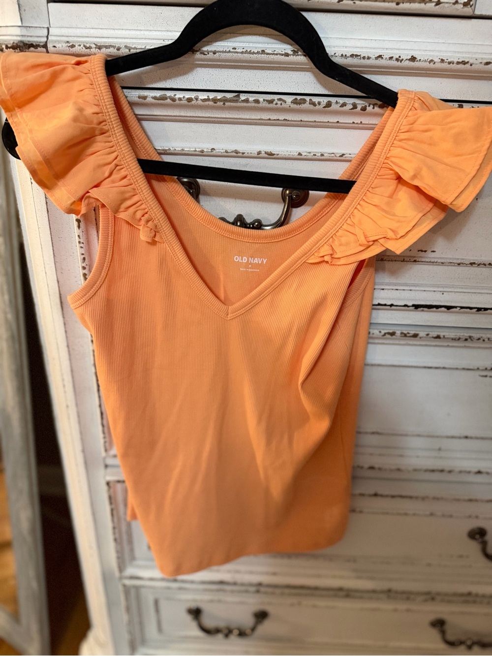 Old Navy Peach Ruffle-Trim Ribbed Tank Top